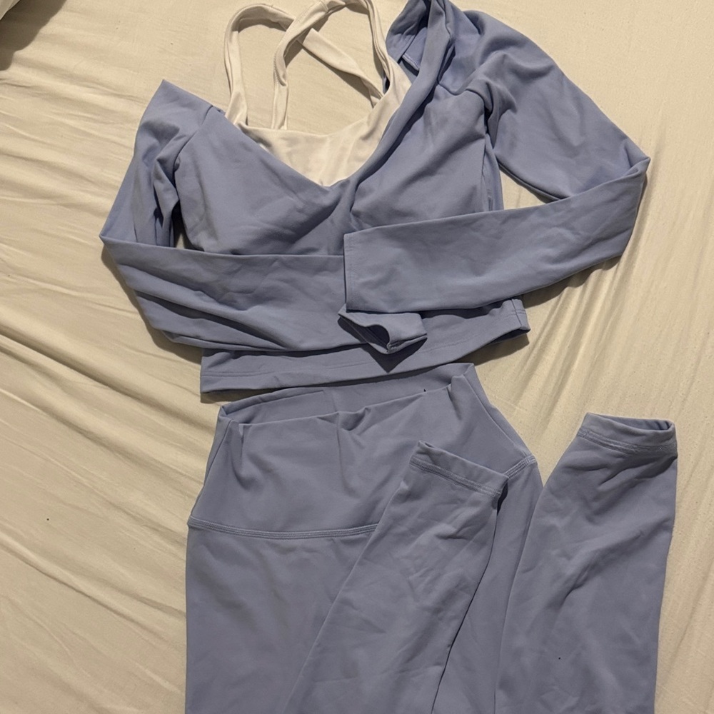Gilly Hicks Lavender Long-Sleeve Crop Top & High-Waist Leggings Set